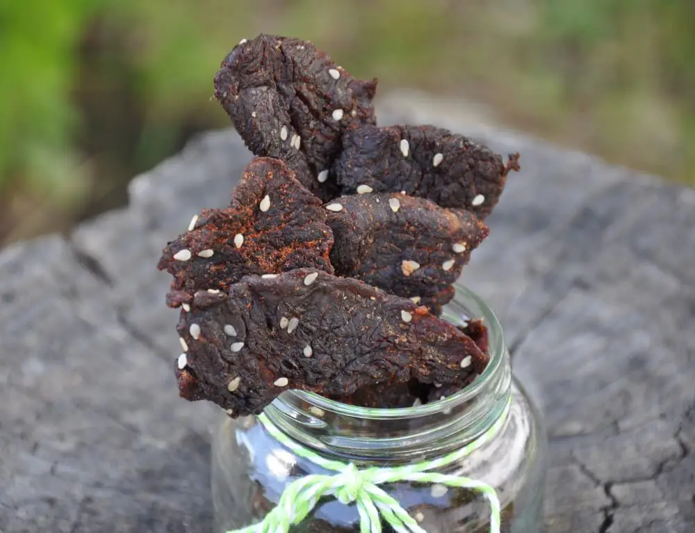 homemade beef jerky in a jar