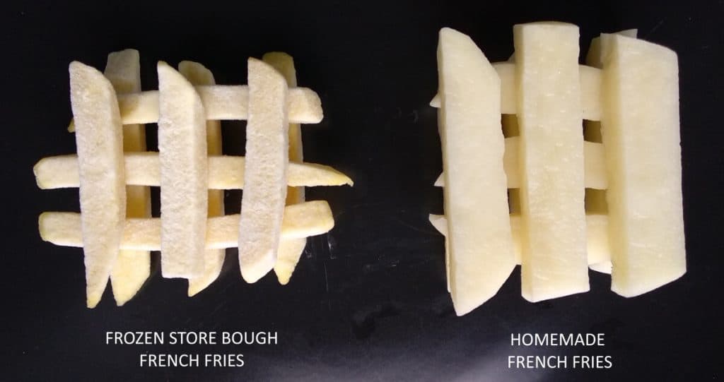 comparison store bought french fries vs homemade french fries unfried unbaked