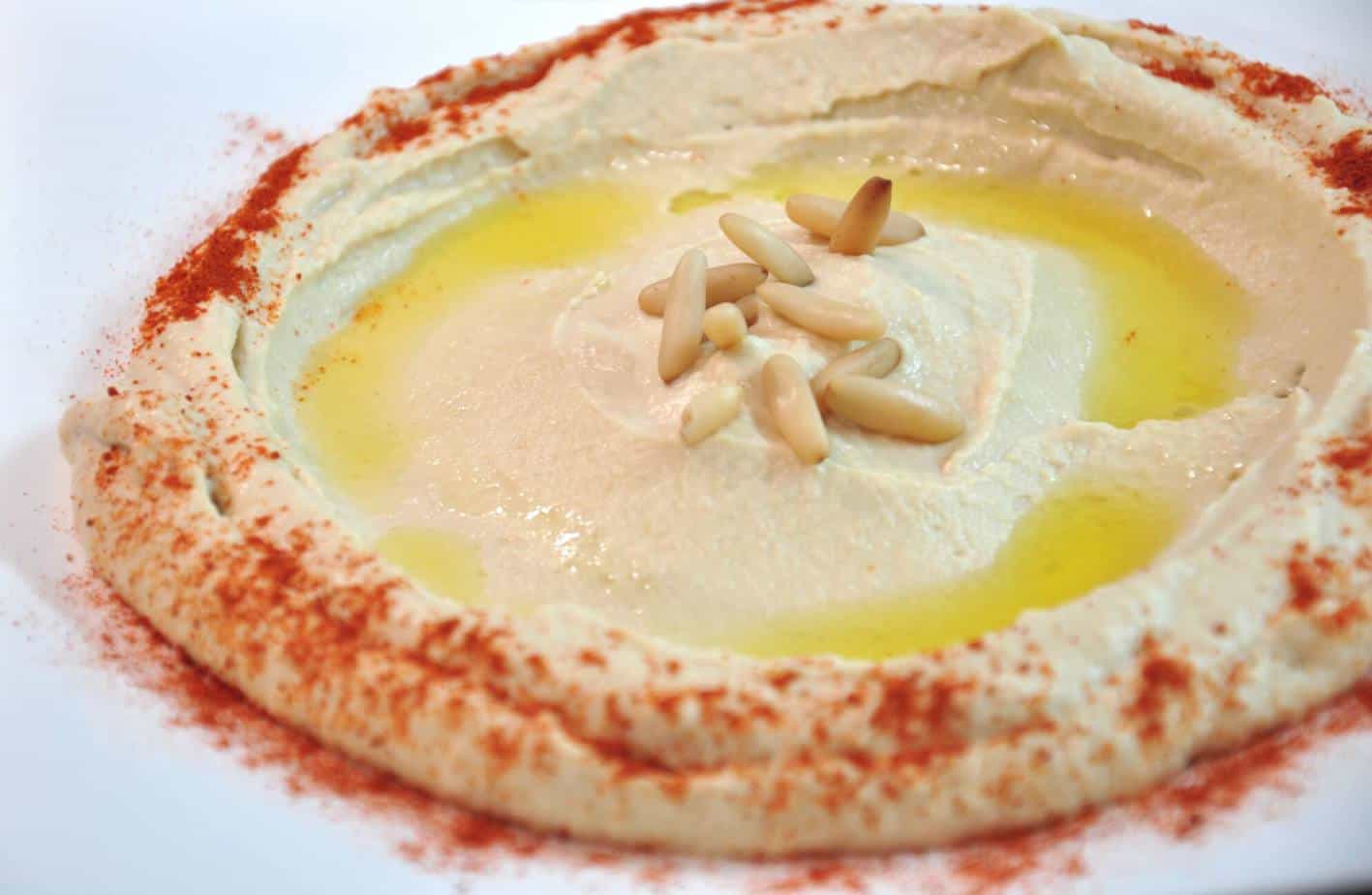 homemade hummus from scratch with olive oil