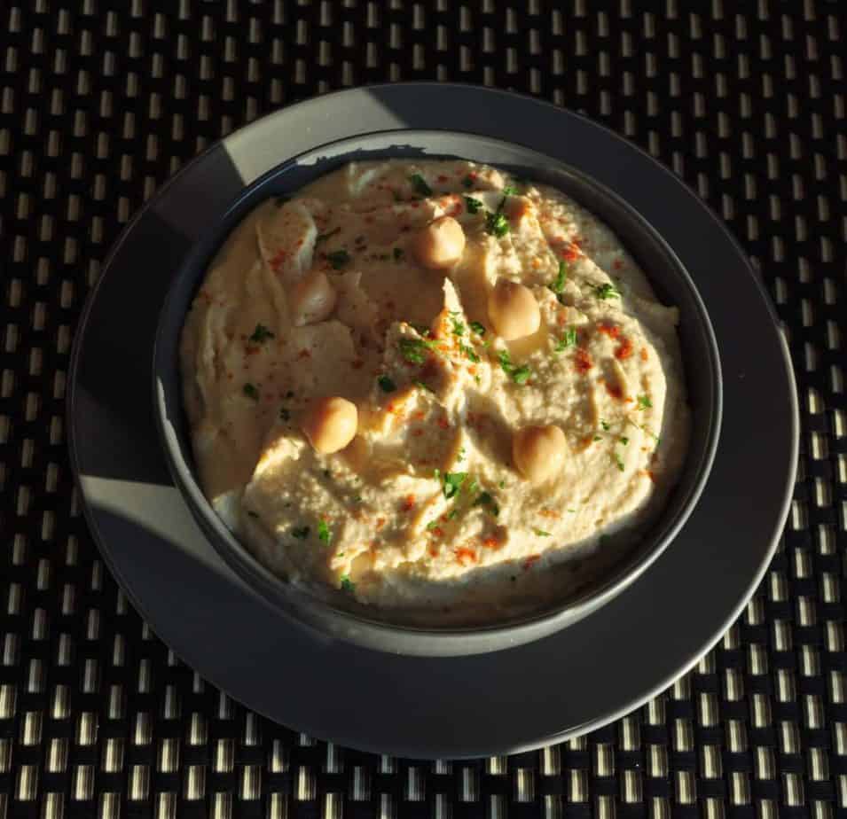 homemade hummus in a cup from scratch