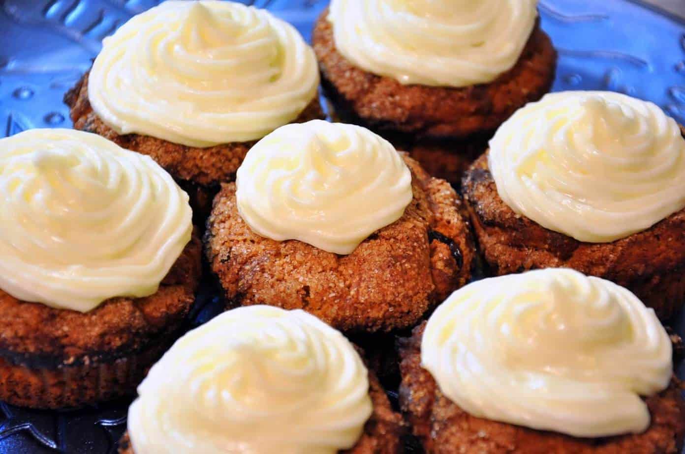 Pumpkin muffins with cream cheese frosting, hokkaido pumpkin desert