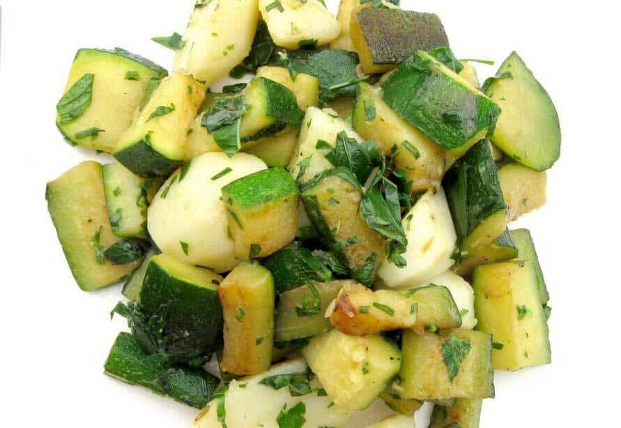 refreshing zucchini and potatoes, summer vegan recipeac