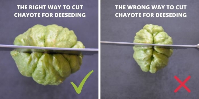THE RIGHT WAY TO CUT CHAYOTE FOR DEESEDING