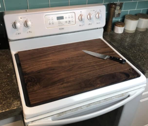 wooden cutting board stove topper cover