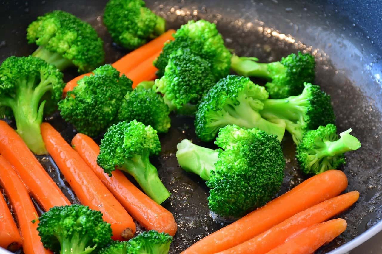 vibrant color vegetables in a pan