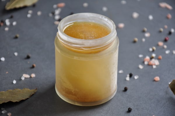 frozen soup in glass jar