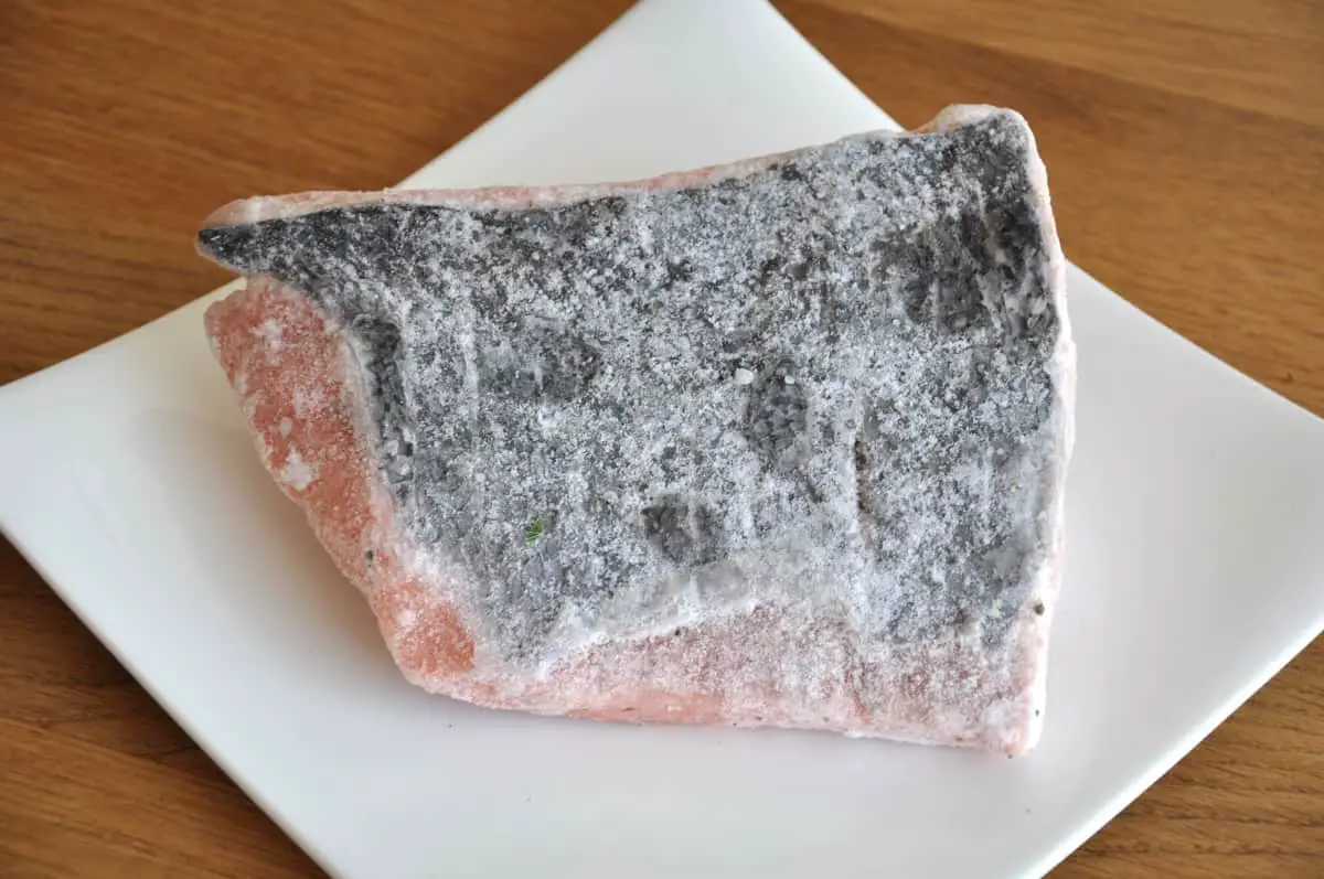 seasoned and dry rubbed salmon steak