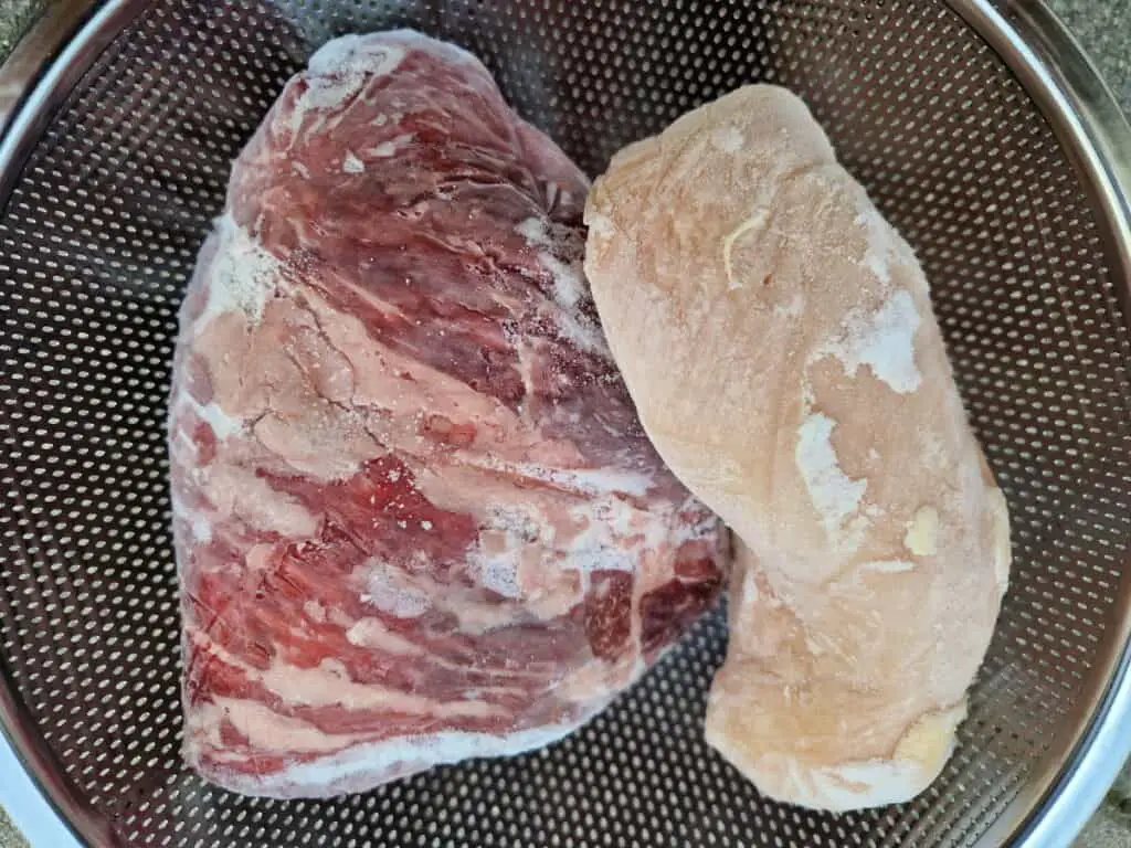 Can you freeze or defrost different meats together Pro Family Chef